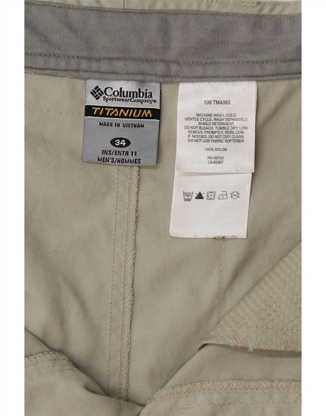 Pantaloncini cargo da uomo Columbia W34 Large in nylon grigio