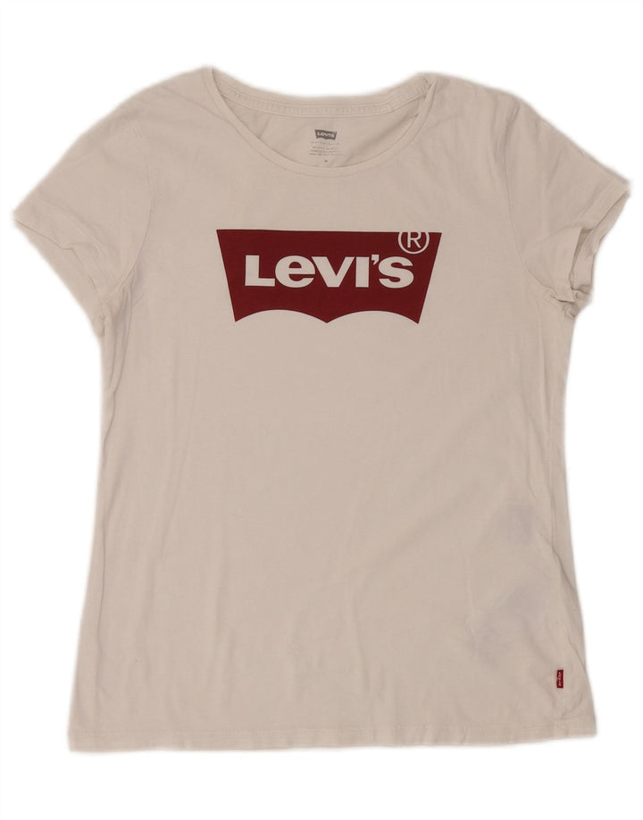 T-shirt grafica da donna Levi's Top UK 14 cotone bianco medio
