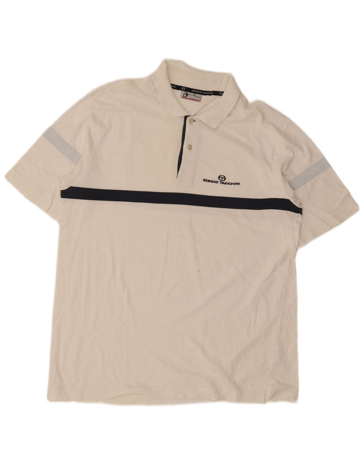 Polo da uomo Sergio Tacchini 2XL cotone color block bianco