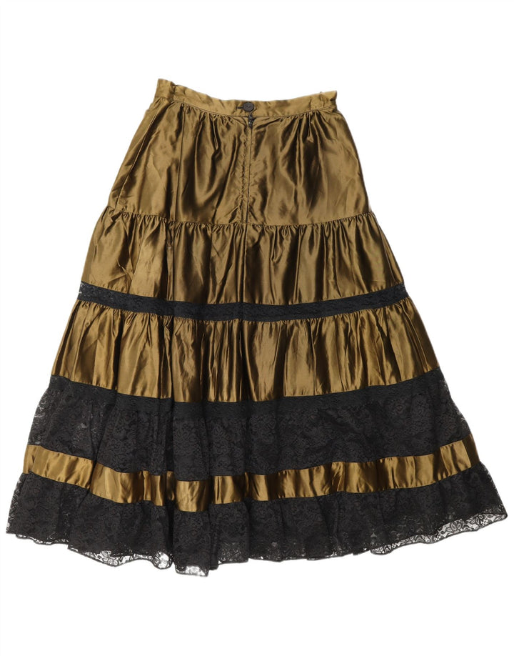 VINTAGE Womens Flared Skirt W23 2XS  Khaki Colourblock Vintage Vintage and Second-Hand Vintage from Messina Hembry 