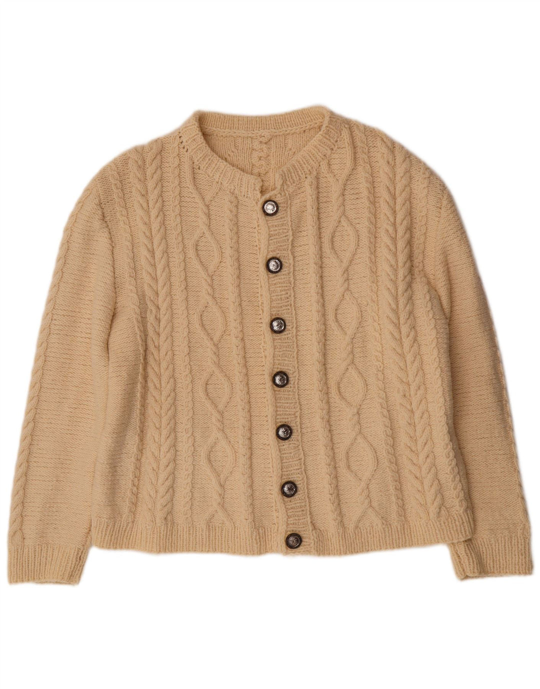 Maglione cardigan da donna VINTAGE UK 16 grande bianco sporco