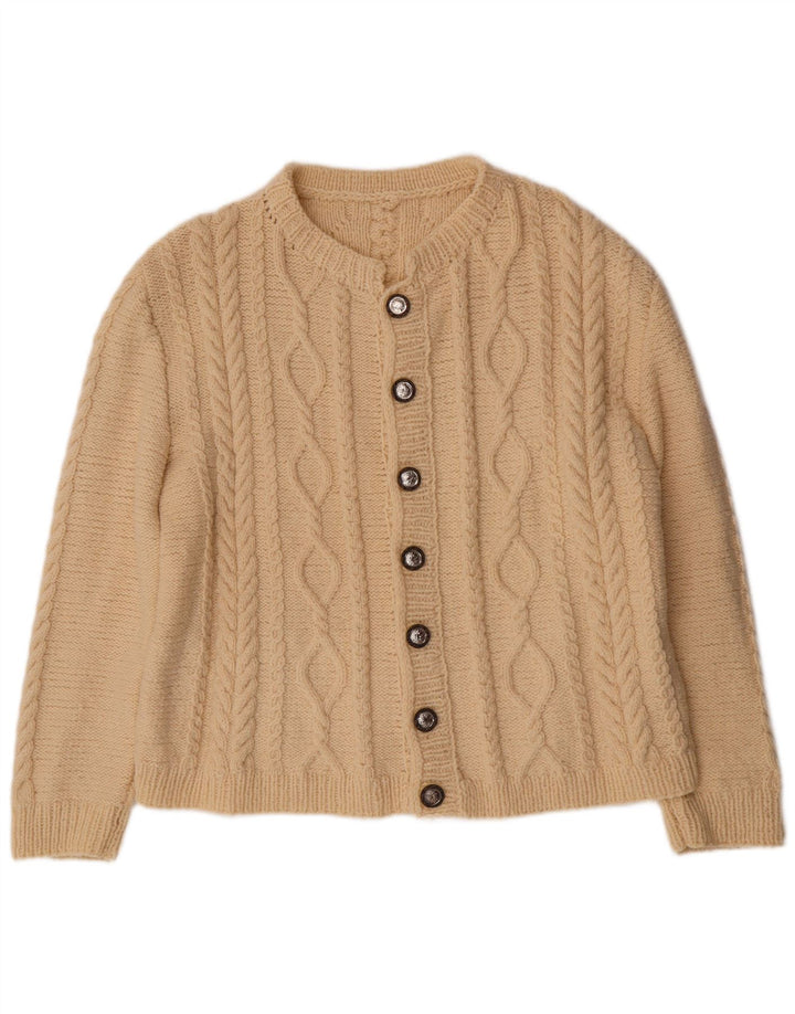 Maglione cardigan da donna VINTAGE UK 16 grande bianco sporco