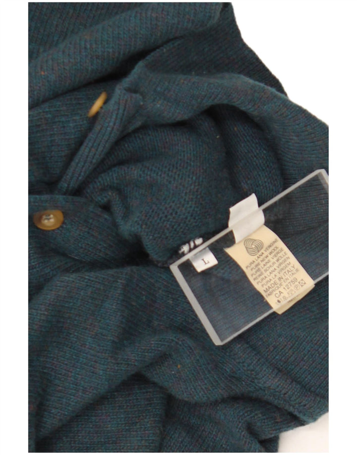 Stefanel Maglione da uomo con collo alto, maglione grande, in lana verde