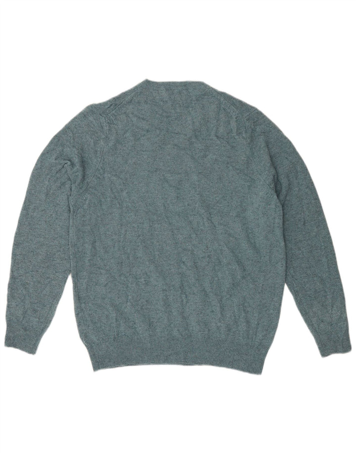 Marks & Spencer Mens V-Neck Jumper Sweater Large Green Flecked Wool