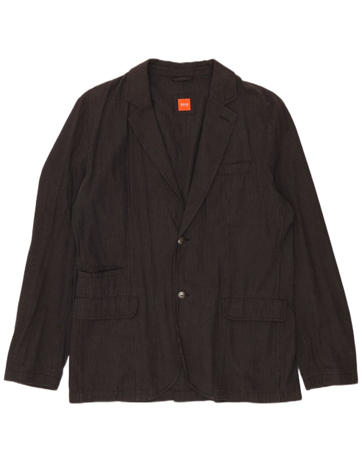Giacca blazer da uomo a 2 bottoni HUGO BOSS UK 42 XL gessato grigio
