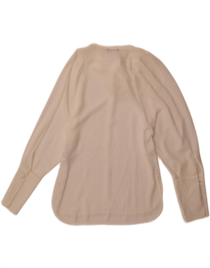 Camicetta da donna Sisley con vestibilità ampia e allacciatura frontale, taglia UK 6 XS, poliestere bianco sporco