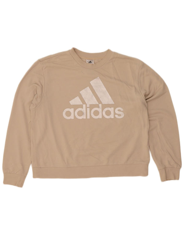 Felpa grafica da donna Adidas Maglione UK 16/18 Large Beige Cotton