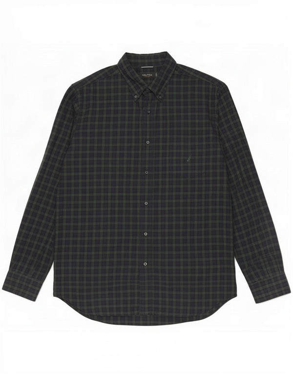 Camicia da uomo Nautica XL in cotone a quadri blu navy
