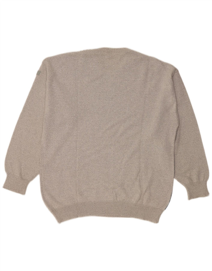 Maglione maglione girocollo vintage da uomo grande color grigio