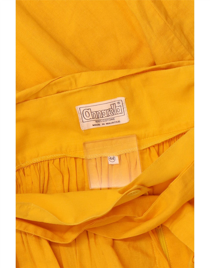 Gonna svasata a vita alta da donna vintage IT 44 media W26 in cotone giallo