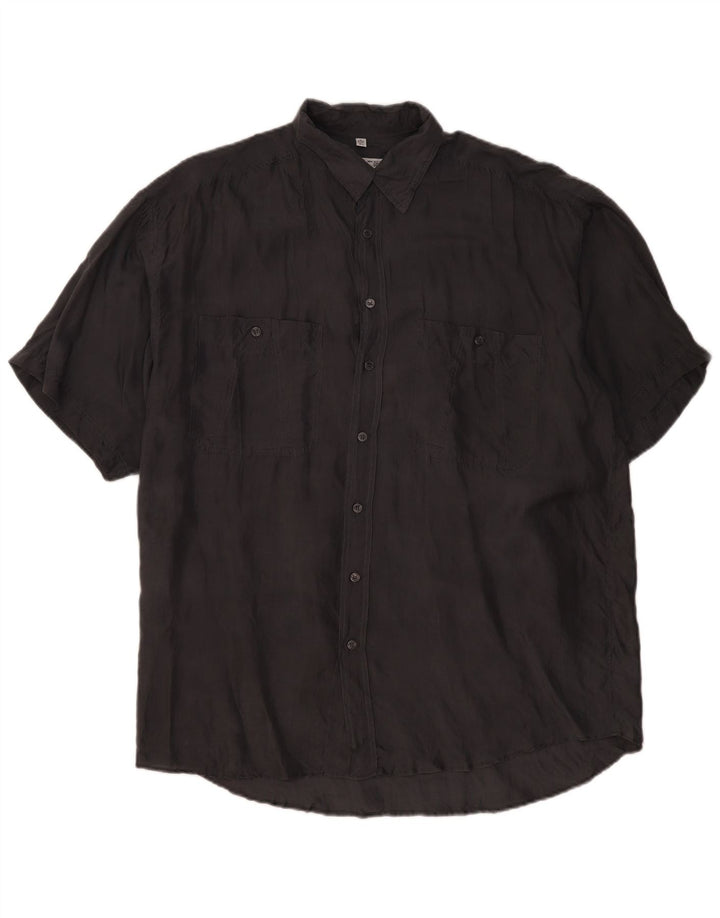 Camicia a maniche corte da uomo C&A taglia 16 1/2 41/42 grande seta grigia