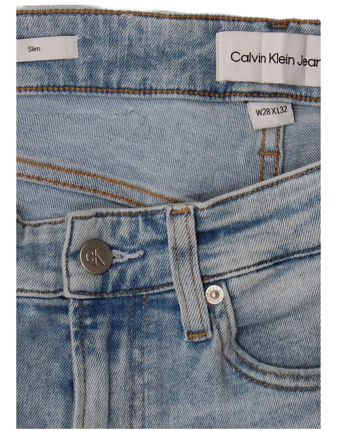 CALVIN KLEIN Jeans slim da uomo W28 L32 Blu Cotone