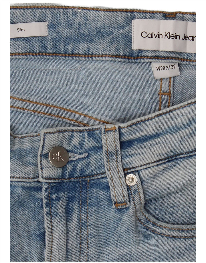 CALVIN KLEIN Jeans slim da uomo W28 L32 Blu Cotone