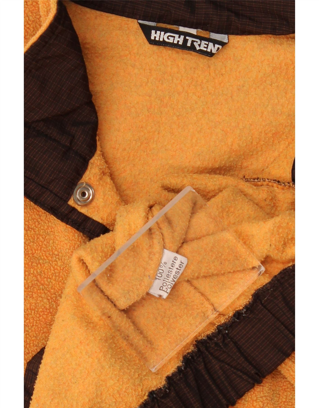 Maglione in pile da uomo vintage con bottone e collo XL in poliestere arancione