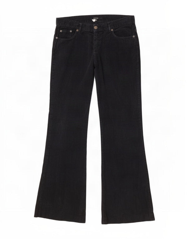 Zara Womens Flare Corduroy Trousers EU 38 Small W28 L30 Navy Blue Cotton