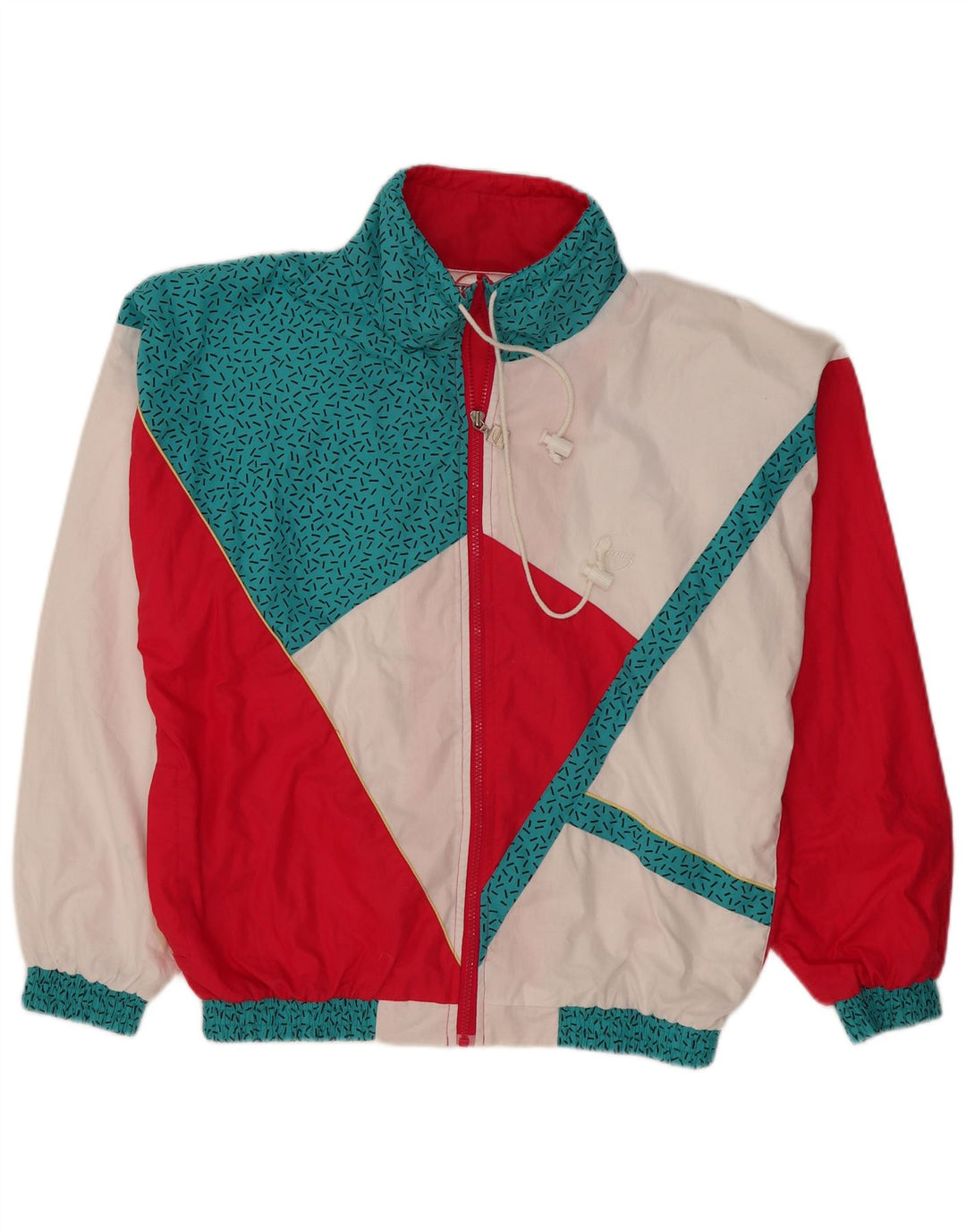 Giacca a vento vintage da uomo UK 38 Poliestere color block bianco medio