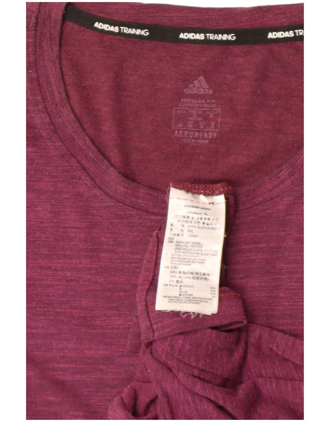 T-shirt da uomo Adidas Top XL poliestere screziato bordeaux
