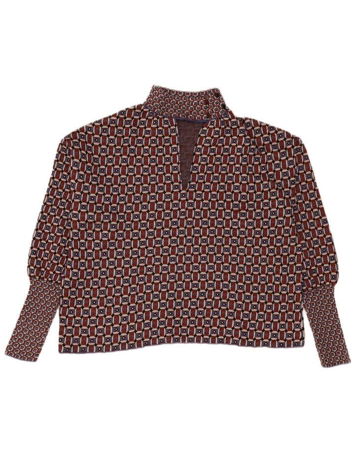 ZARA Maglione da Donna Oversize con Collo Dolcevita UK 10 Piccolo Bordeaux