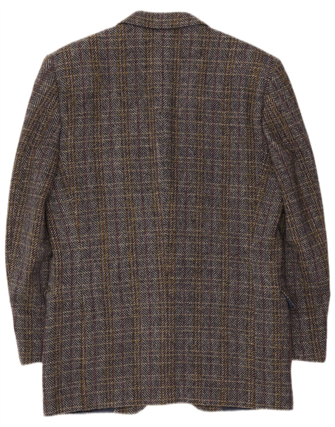 Giacca blazer vintage da uomo IT 50 grande lana a spina di pesce multicolore