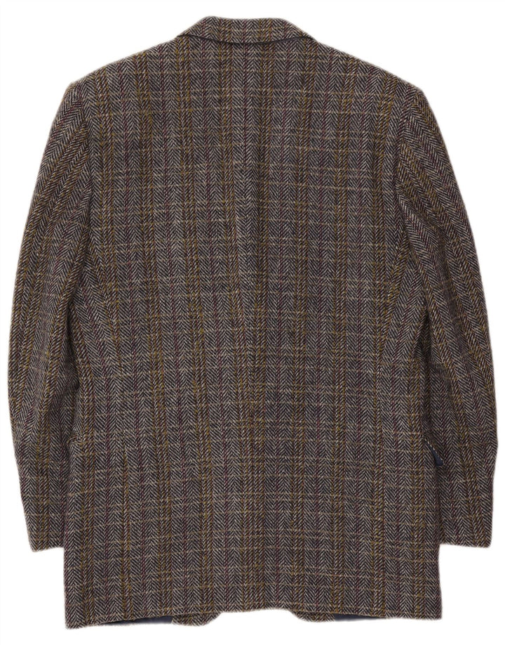 Giacca blazer vintage da uomo IT 50 grande lana a spina di pesce multicolore