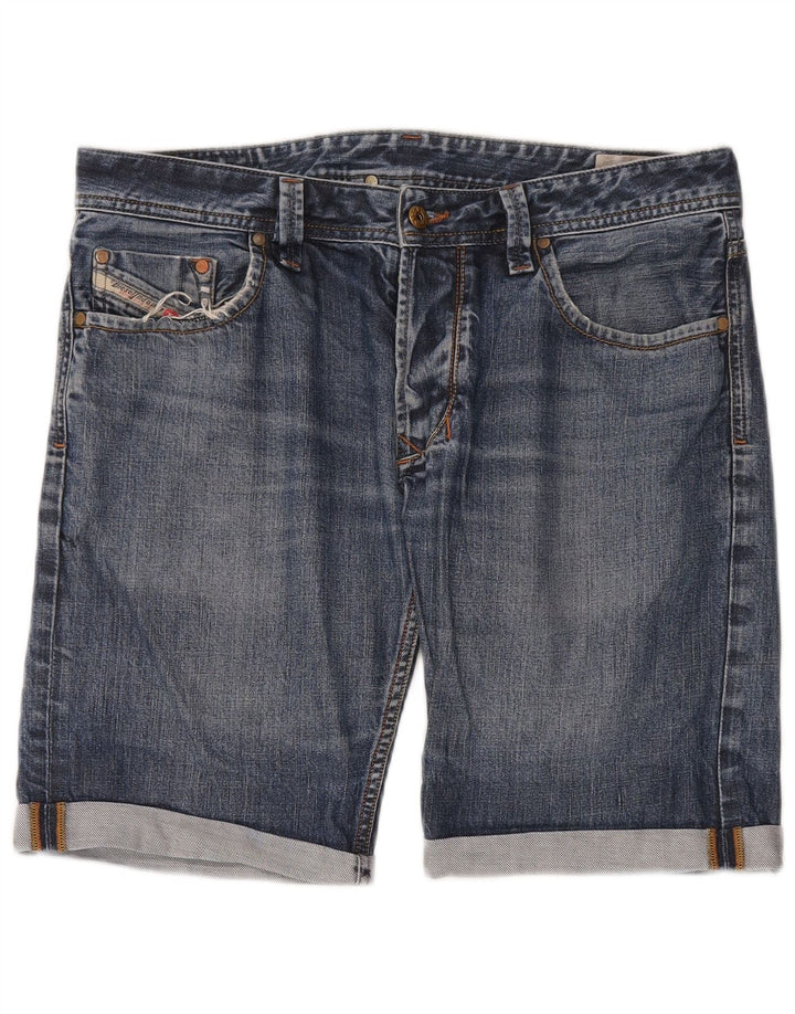 Pantaloncini di jeans da uomo Diesel W34 grandi in cotone blu