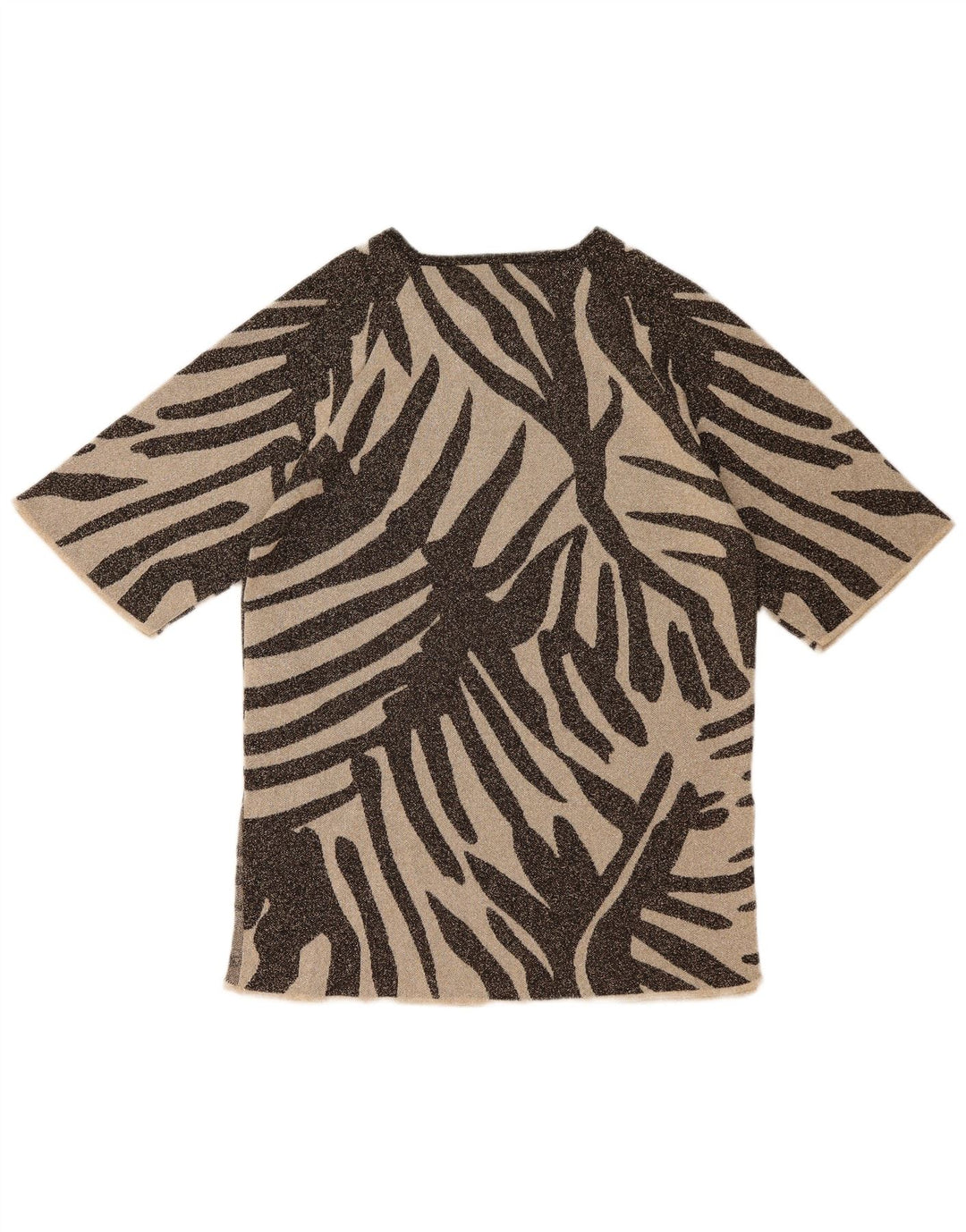 Top tunica oversize da donna Zara UK 10 viscosa piccola con stampa animalier marrone