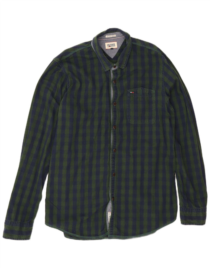Camicia da uomo Tommy Hilfiger XL verde cotone a quadretti