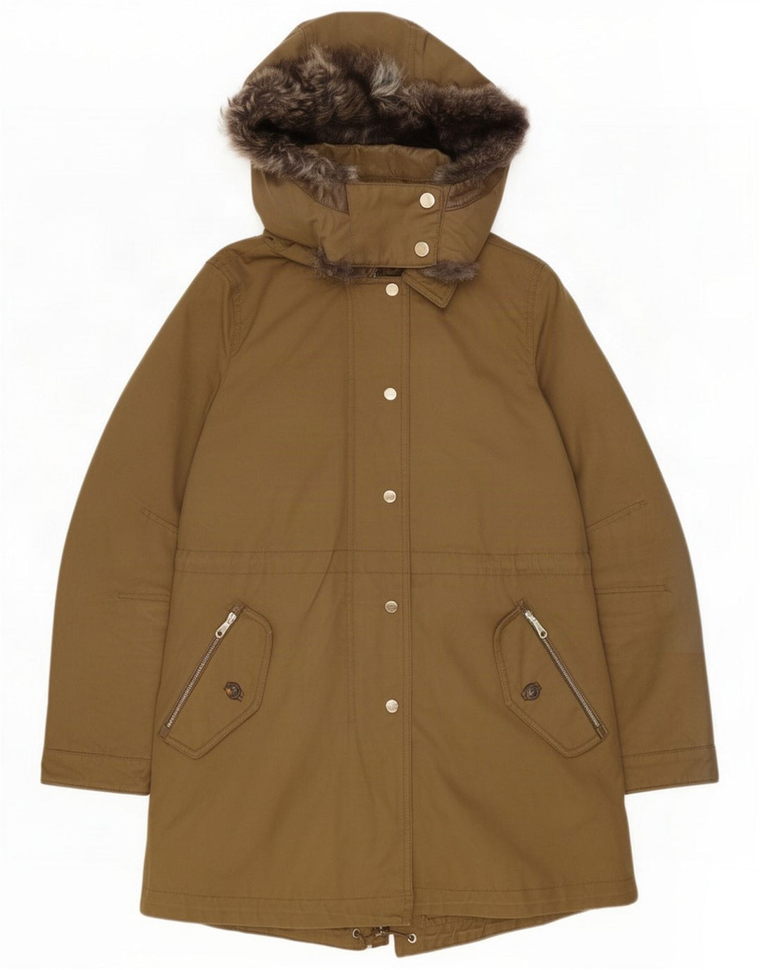 Massimo Dutti Giacca Parka con cappuccio da donna UK 14 Verde medio Cotone