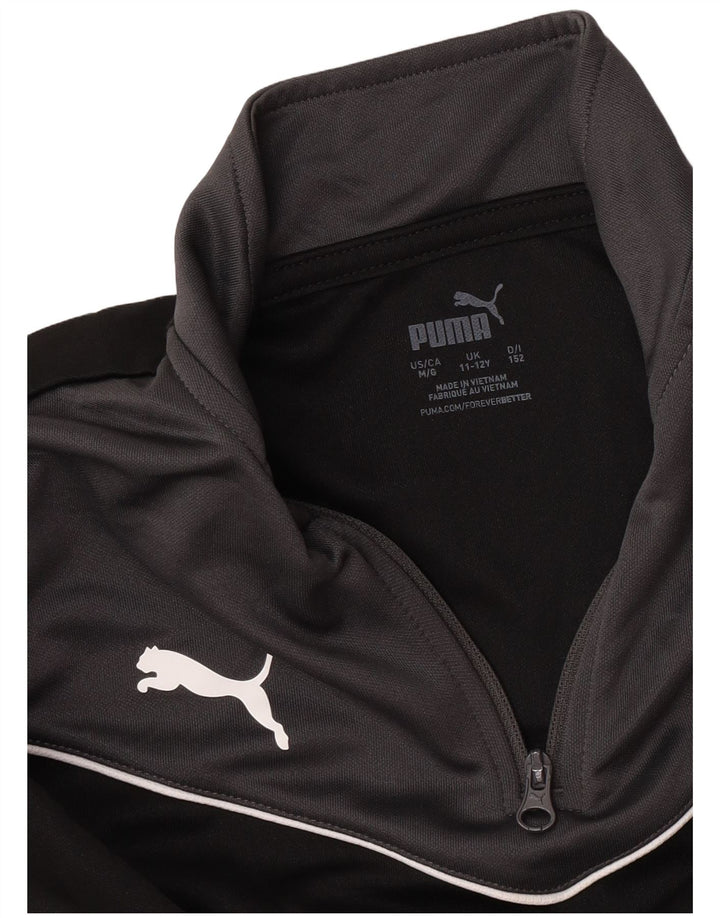 Felpa Puma da ragazzo con zip e collo, 11-12 anni, color block nero
