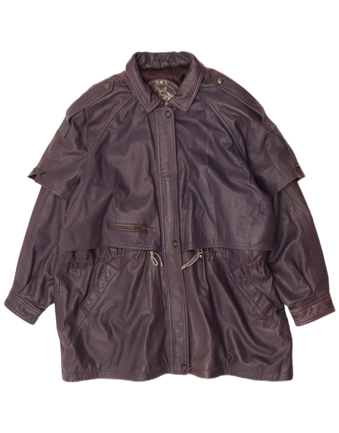 Cappotto in pelle vintage da donna UK 20 2XL Viola