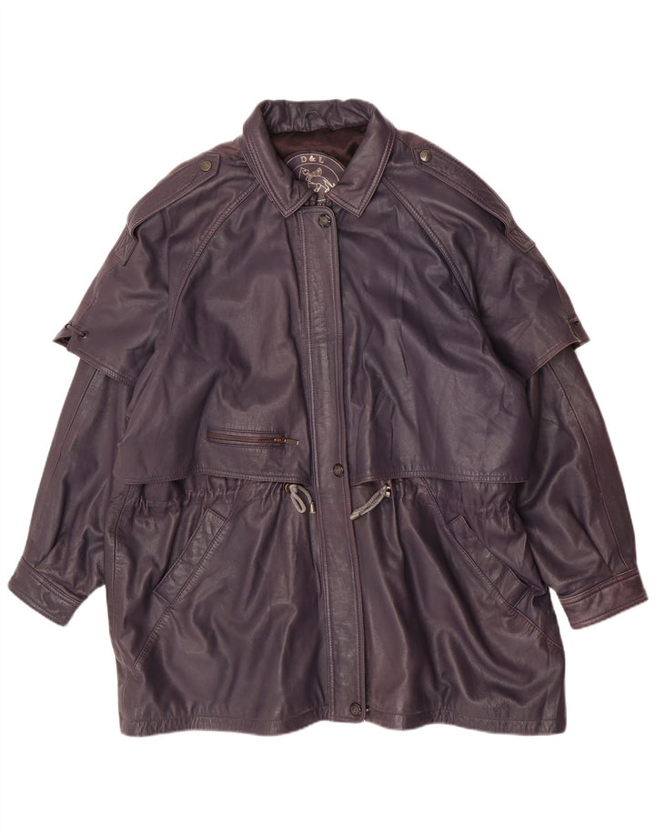 Cappotto in pelle vintage da donna UK 20 2XL Viola