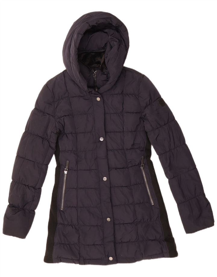 CALVIN KLEIN Cappotto imbottito oversize da donna UK 10 piccolo blu navy