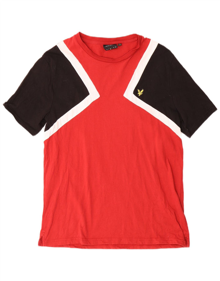 T-shirt da uomo Lyle & Scott Top in cotone color block rosso medio
