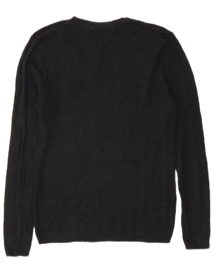 Maglione da donna con scollo a V Marks & Spencer UK 10 piccolo in viscosa nera