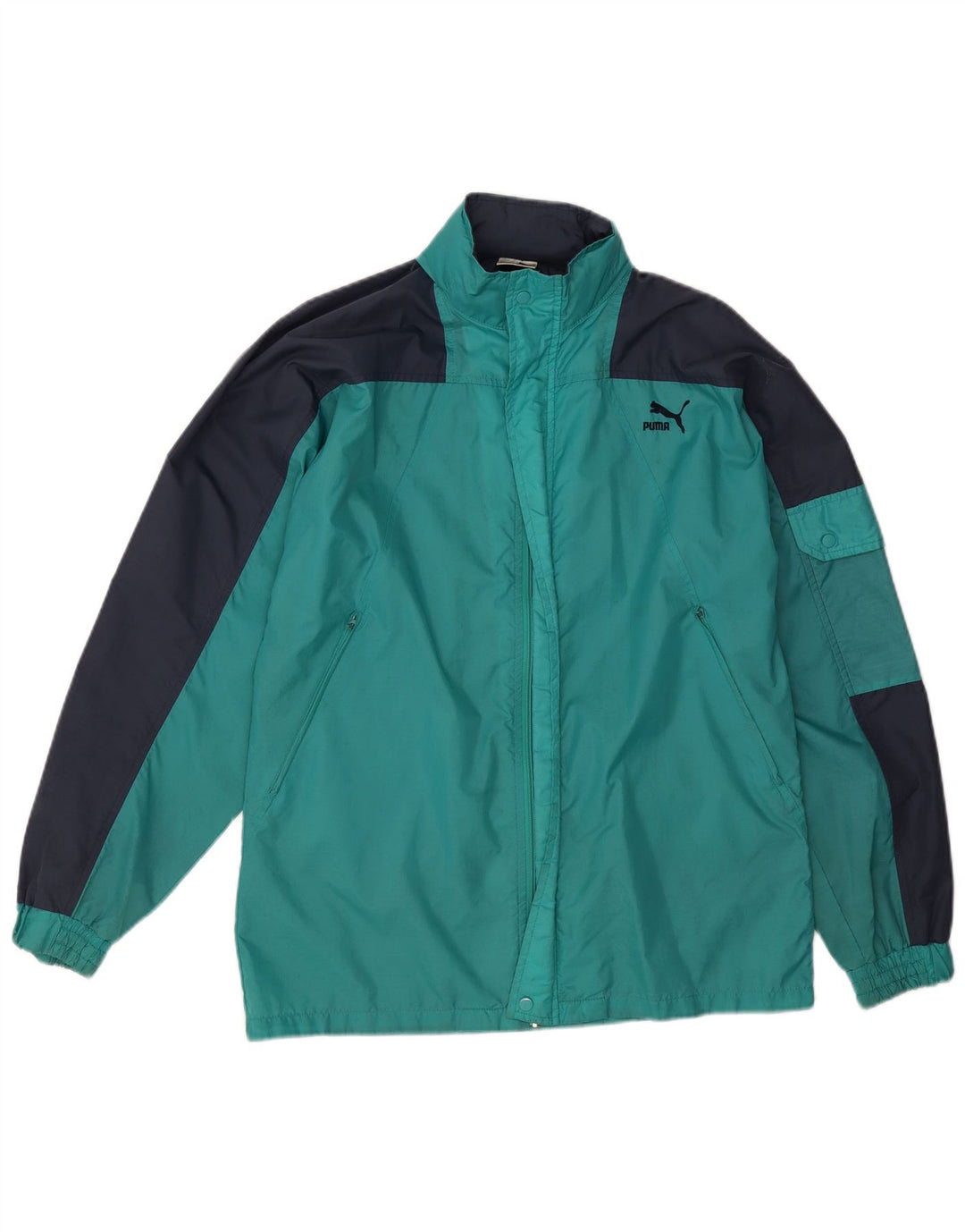 Giacca antipioggia da uomo Puma UK 36 Small Turchese Colorblock Nylon