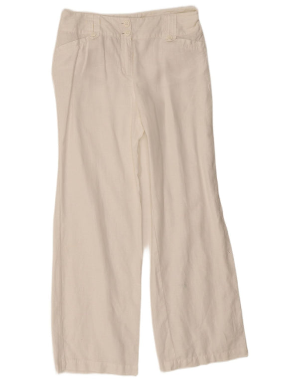 Pantaloni casual bootcut da donna Monsoon UK 10 Small W28 L28 Lino bianco