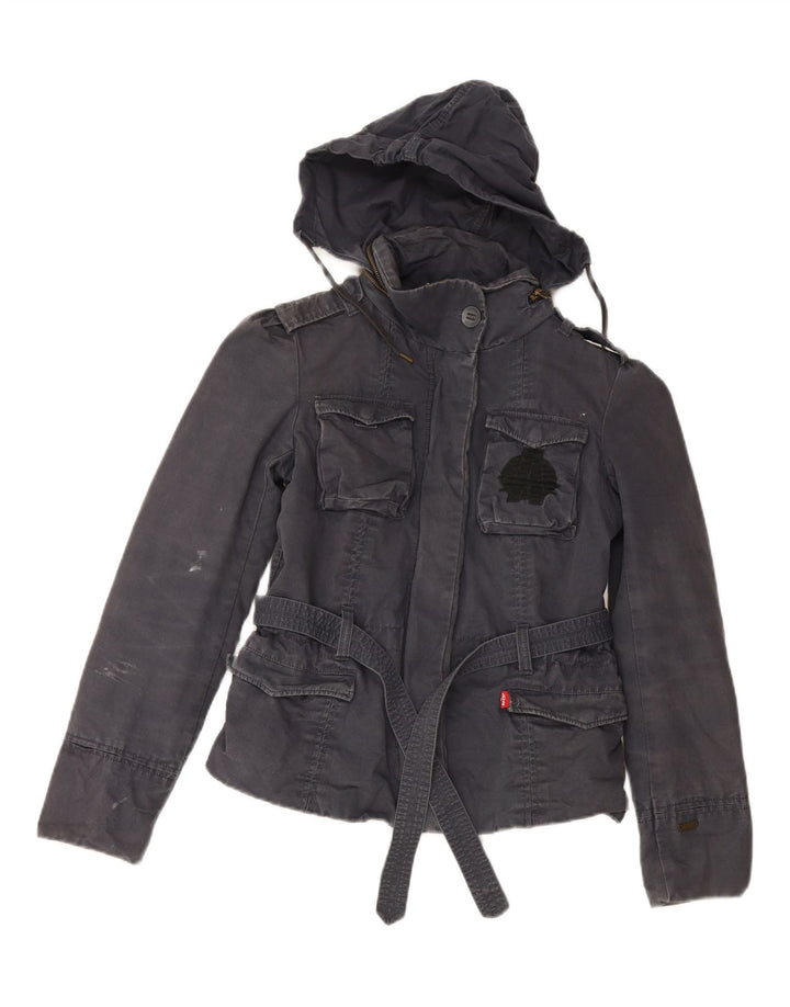 Giacca utility con cappuccio da donna Levi's UK 14 cotone blu navy medio