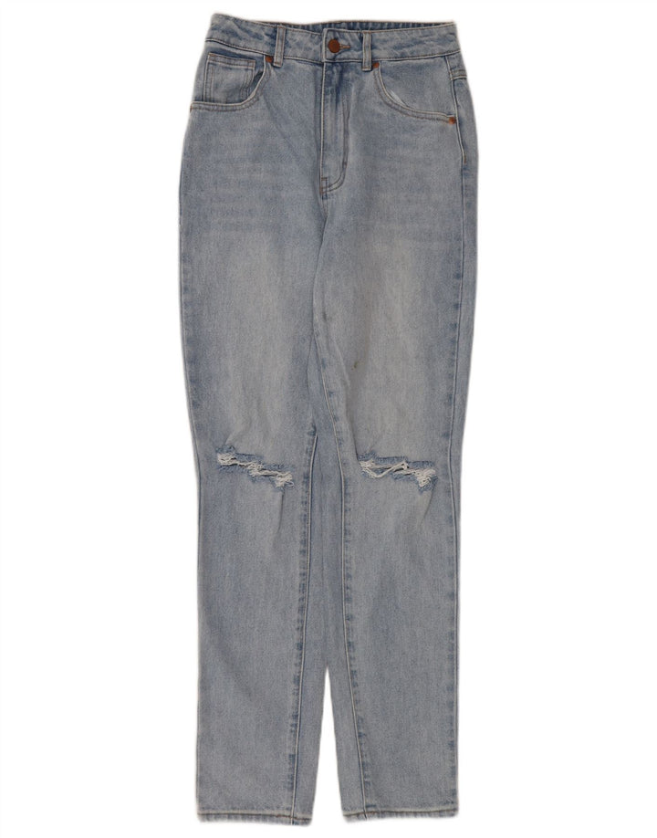 Jeans Roxy da donna a vita alta effetto consumato W26 L30 cotone blu