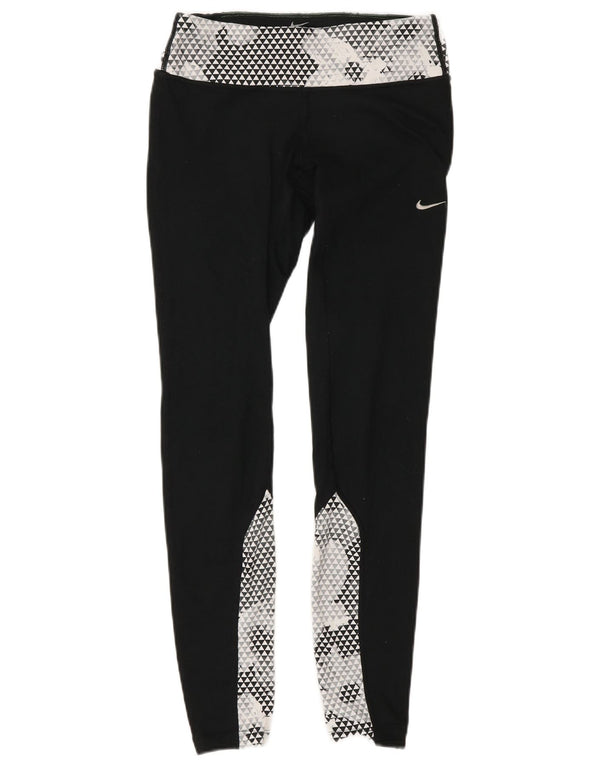 Leggings da corsa Nike da donna XS W25 L30 poliestere color block nero