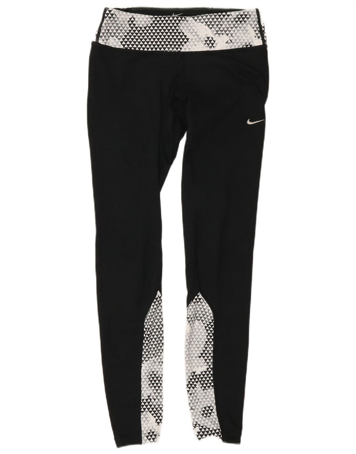 Leggings da corsa Nike da donna XS W25 L30 poliestere color block nero