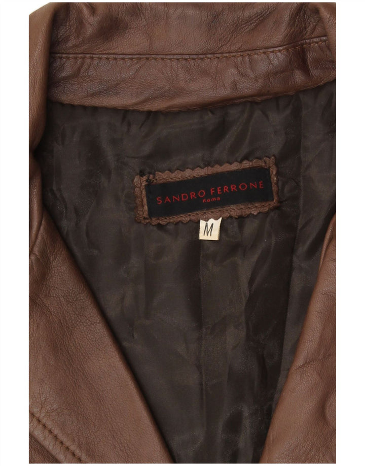 Cappotto in pelle da donna Sandro Ferrone UK 12 Pelle marrone medio