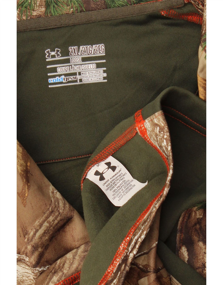 Maglia da ginnastica UNDER ARMOUR da uomo Cold Gear Pullover 2XL Marrone Colourblock