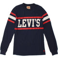 LEVI'S Boys Graphic Top Long Sleeve 13-14 Years Navy Blue Striped Cotton Vintage Levi's and Second-Hand Levi's from Messina Hembry 