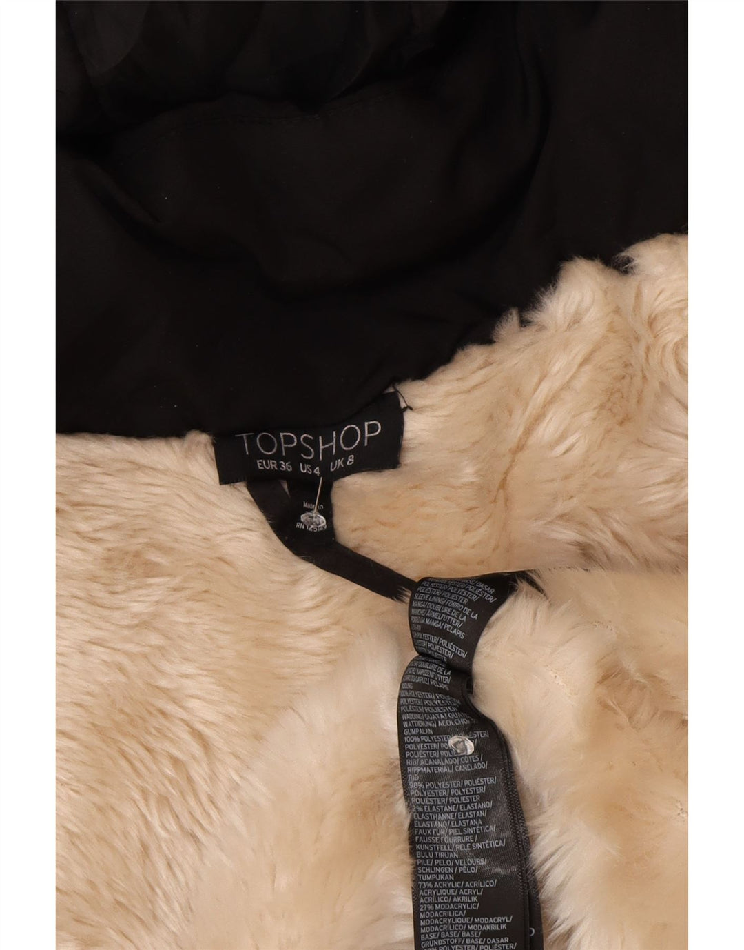 Giacca imbottita oversize con cappuccio da donna Topshop UK 8 piccola poliestere nero