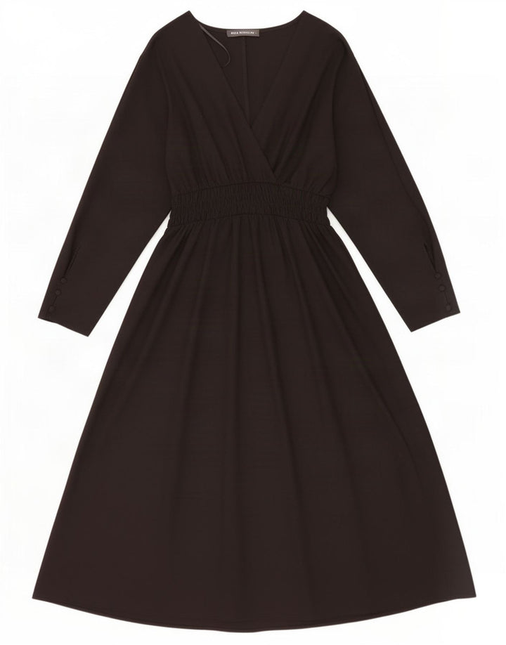 Abito lungo Zara da donna con maniche a 3/4 UK 14 poliestere nero medio