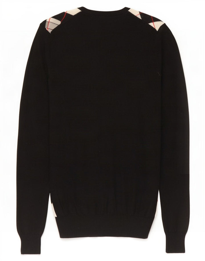 Maglione da donna con scollo a V Lacoste taglia 40 medio nero a rombi/diamante