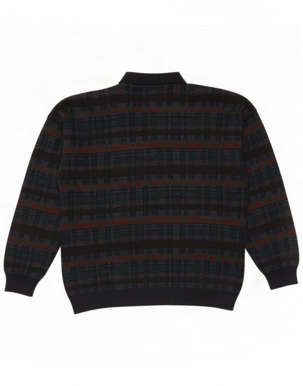 Montecatini Maglione da uomo con collo a polo XL Nero a quadri