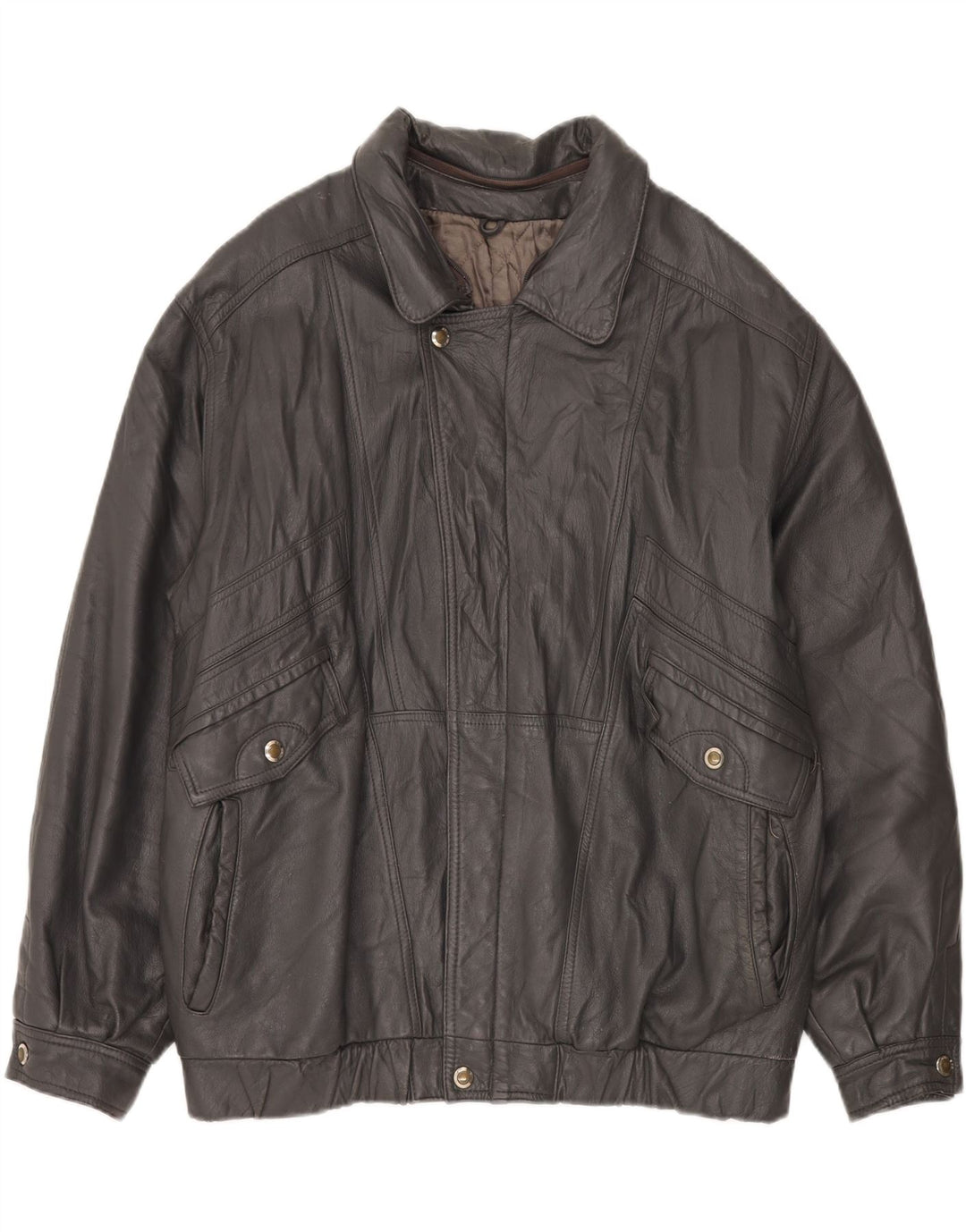 Giacca in pelle vintage da uomo IT 56 3XL Nera