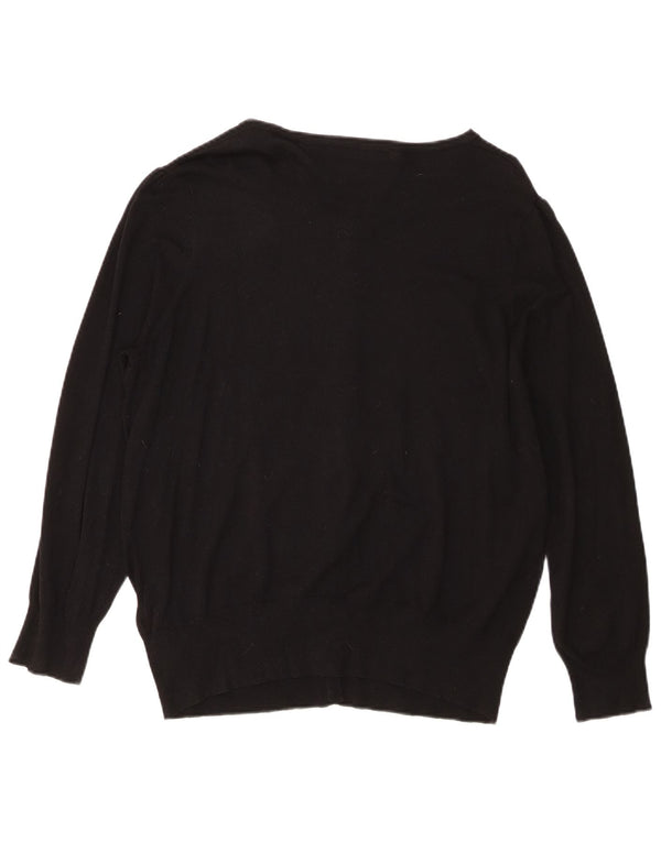 Maglione cardigan vestibilità regolare da donna Marks & Spencer UK 20 2XL viscosa nera