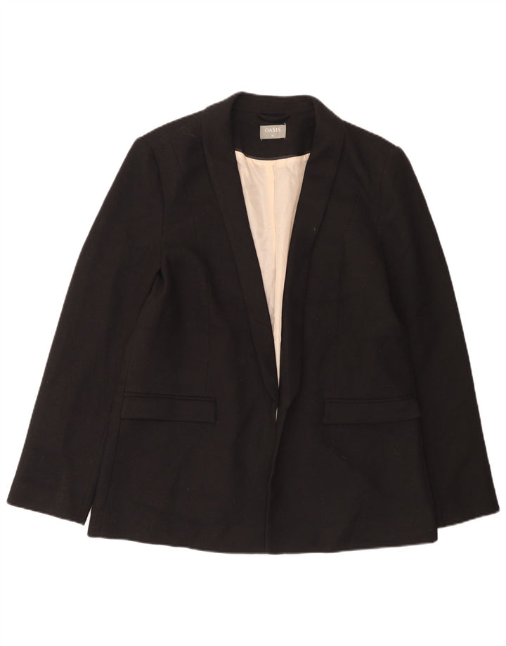 Giacca blazer da donna a 1 bottone Oasis UK 16 grande poliestere nero